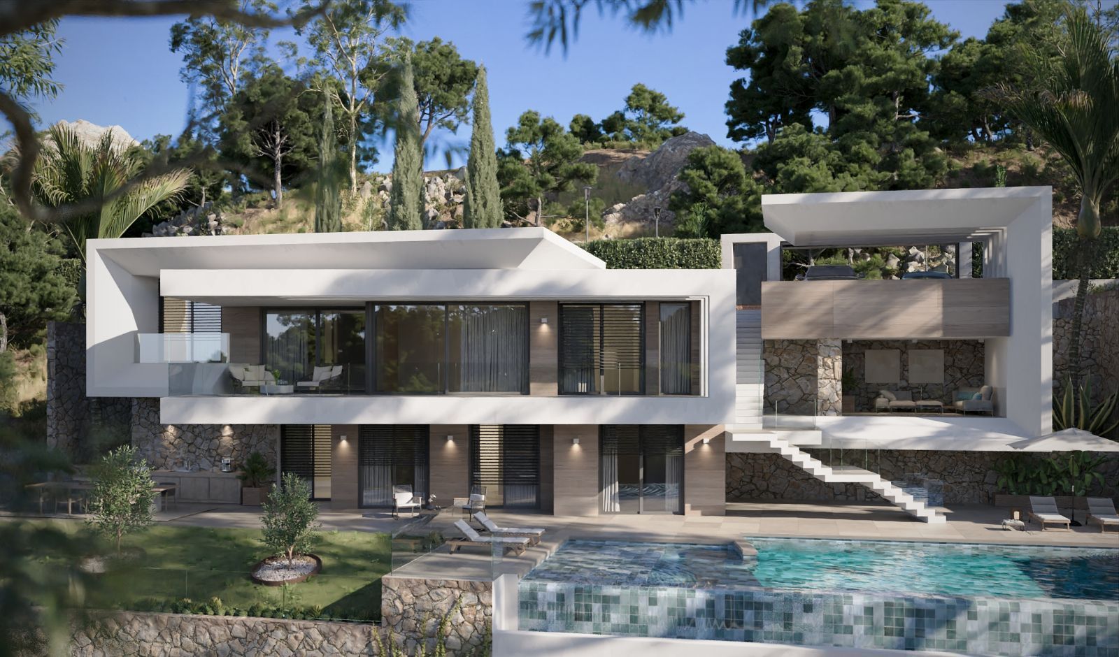 Villa moderne avec piscine à débordement et vue sur le golf, Villa Evania Europa Golf.